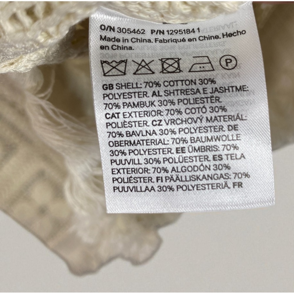 H&M Crochet-Look Tunic Dress Cream Fringe Size Large Summer Edition 2025 Boho - Picture 14 of 15